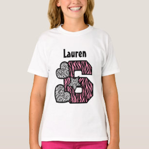 6th Birthday Zebra Star Hearts Five Year V03E T-Shirt