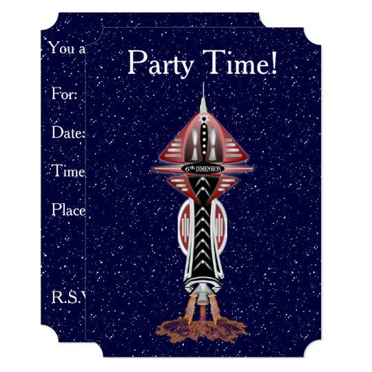 6th Dimension Rocket Ship Invitations