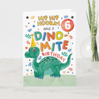 6th Dinosaur Birthday Card | Printable Dinosaur