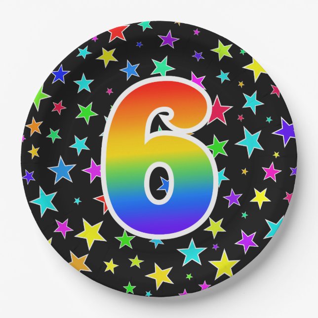 6th Event: Bold, Fun, Colourful Rainbow 6 Paper Plate (Front)