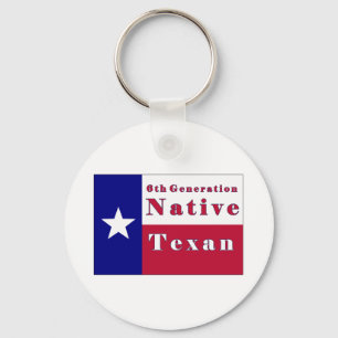 6th Generation Native Texan Flag Keychain