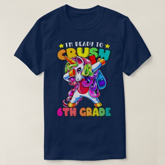 6th Grade Dabbing Unicorn Back to School Girls Pre T-Shirt (Design Front)
