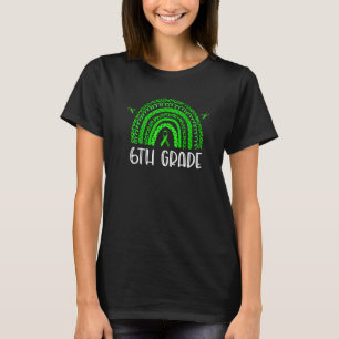 6th Grade Green Leopard Rainbow Kids Teachers Fiel T-Shirt