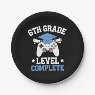 6th Grade Level Complete Gamer Gaming Graduation Paper Plate