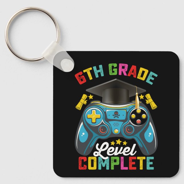 6th Grade Level Complete Graduation Gaming Gamer Keychain (Front)