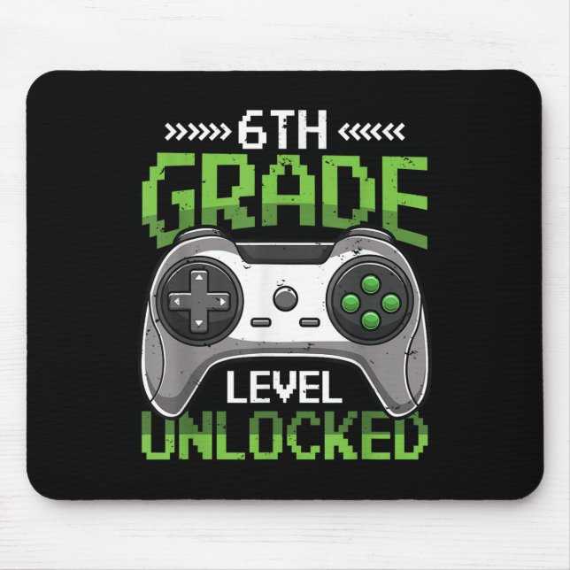 6th Grade Level Unlocked Back To School Video Game Mouse Pad (Front)