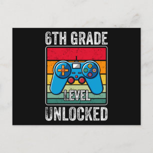 6th Grade Level Unlocked Kids Back to School Gamer Postcard