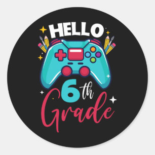 6th Grade Level Unlocked Video Game Back To School Classic Round Sticker
