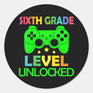 6th Grade Level Unlocked Video Game Back to School Classic Round Sticker