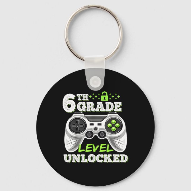 6th Grade Level Unlocked Video Game Back To School Keychain (Front)