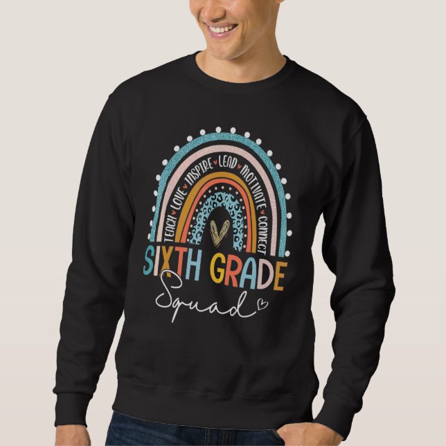 6th Grade Rainbow Leopard Print Teacher Sixth Grad Sweatshirt (Front)