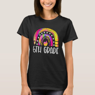 6th Grade Rainbow Leopard Tie Dye Teacher Back To T-Shirt