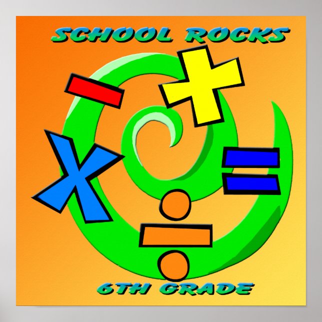 6th Grade Rocks - Math Symbols  Poster (Front)