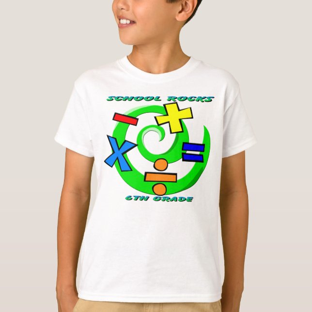 6th Grade Rocks - Math Symbols T-Shirt (Front)