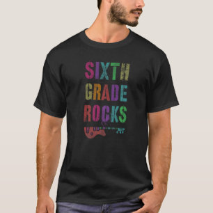 6th Grade Rocks Student Teacher Rockstar Team Pink T-Shirt