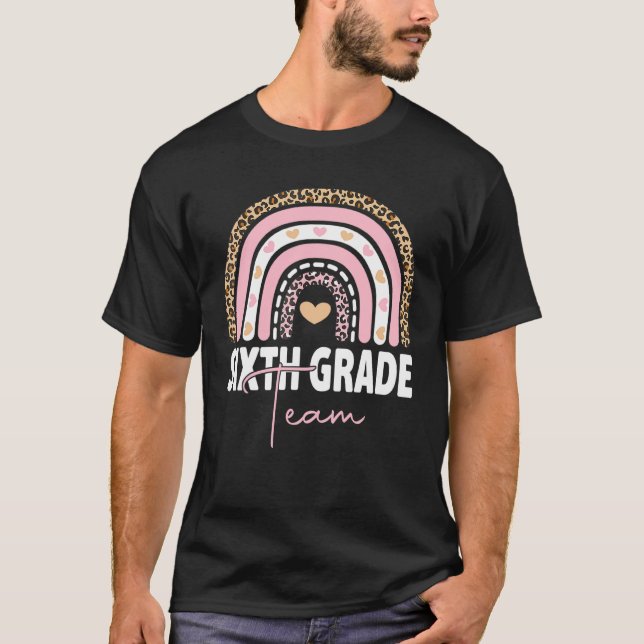 6th Grade Teacher Rainbow Back To School Hello Six T-Shirt