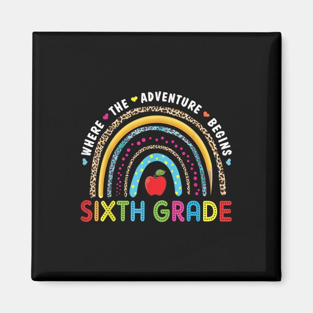 6th Grade Where The Adventure Begins Rainbow Leopa Magnet (Front)