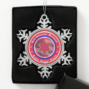 6th Infantry Division  Snowflake Pewter Christmas Ornament