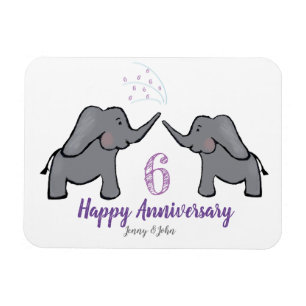 6th iron wedding anniversary cute elephant magnet