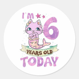 6th Mermaid Birthday Girls Mermaid Mercat Girls  Classic Round Sticker
