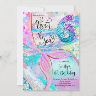 6th Mermaid Birthday Under the Sea Invitation