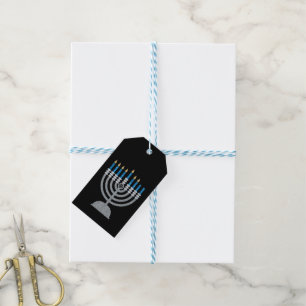 6th Night of Hanukkah Glitter Gift Tags