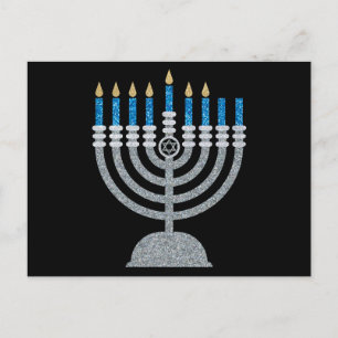 6th Night of Hanukkah Glitter Postcard