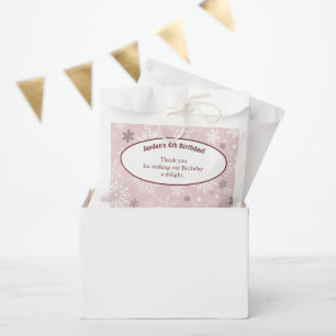 6th Snowflake-Themed Birthday Party Pink  Favour Bag