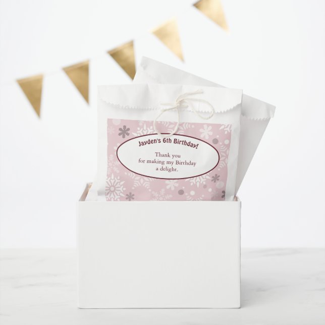 6th Snowflake-Themed Birthday Party Pink  Favour Bag (Party)
