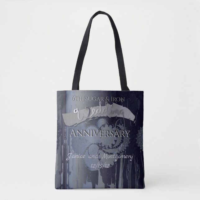 6th Sugar and Iron Wedding Anniversary Steampunk Tote Bag (Front)