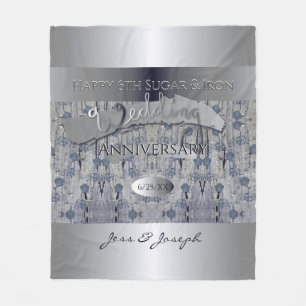 6th Sugar& Iron Wedding Anniversary Fleece Blanket