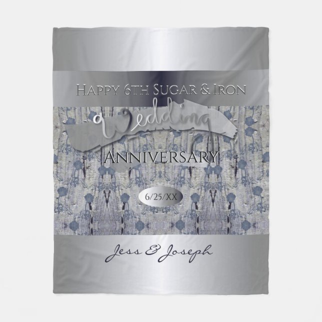 6th Sugar& Iron Wedding Anniversary Fleece Blanket (Front)