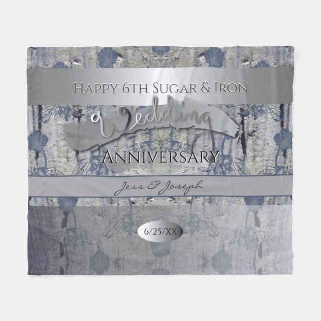 6th Sugar& Iron Wedding Anniversary Fleece Blanket (Front (Horizontal))