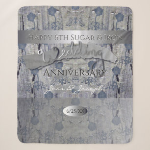 6th Sugar & Iron Wedding Anniversary Shabby Chic Sherpa Blanket
