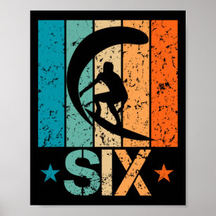 6th Surfing Birthday 6 Year Old 6yr Boy Girl Birth Poster