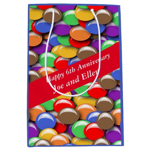 6th Wedding Anniversary Candy, Medium Gift Bag (Front)