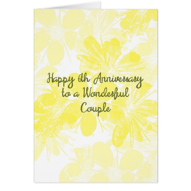 6th Wedding Anniversary Card Yellow Flowers (Front)