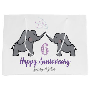 6th wedding anniversary cute elephant large gift bag