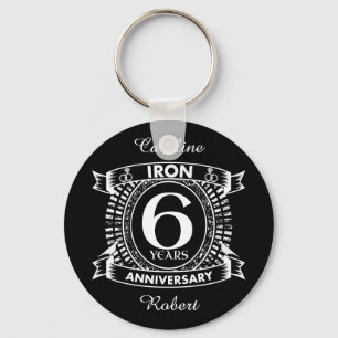 6th wedding anniversary distressed crest keychain