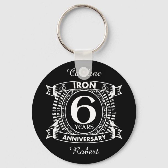 6th wedding anniversary distressed crest keychain (Front)