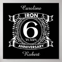 6th wedding anniversary distressed crest