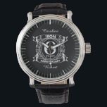 6th wedding anniversary distressed crest watch<br><div class="desc">A design to celebrate your sixth year of marriage. This first wedding anniversary design has a distressed white crest,  with the text iron,  6 year ,  anniversary.  If you would like any help customizing this design please contact me,  their is an ask this designer button,  just below this text.</div>