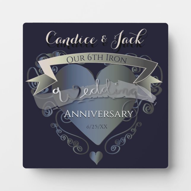 6th Wedding Anniversary Iron Heart Emblem Plaque (Front)