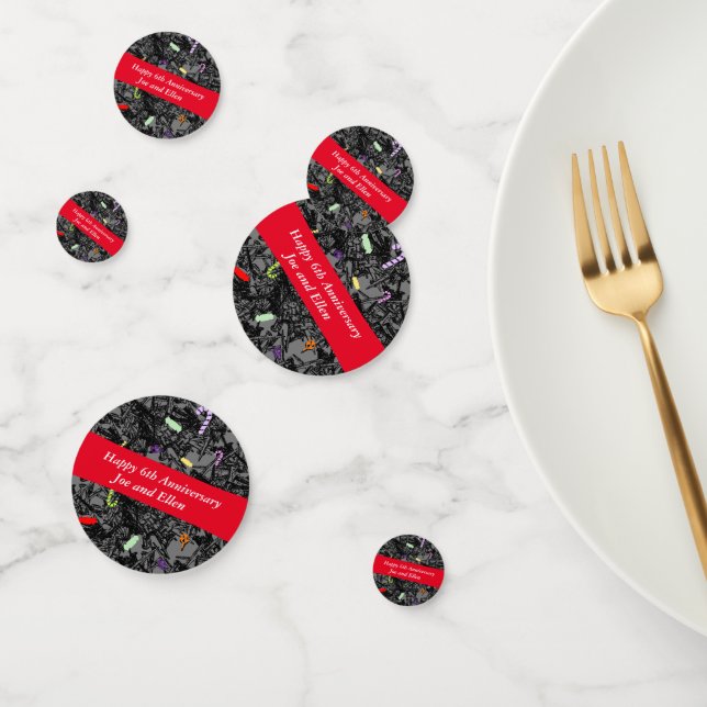 6th Wedding Anniversary, Nails and Candy Confetti (Group)