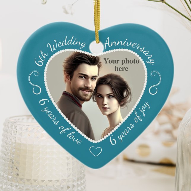 6th Wedding Anniversary Photo Ceramic Ornament (Creator Uploaded)