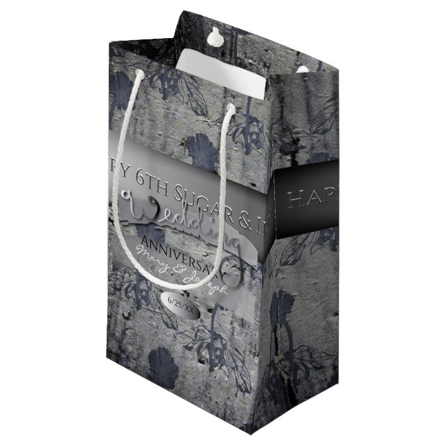 6th Wedding Anniversary Sugar & Iron Gift Bag (Front Angled)