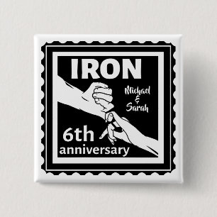 6th wedding anniversary traditional gift iron 2 inch square button
