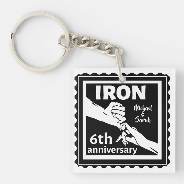 6th wedding anniversary traditional gift iron keychain (Front)