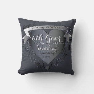 6th Year Wedding Anniversary Sugar and Iron+Photo Throw Pillow