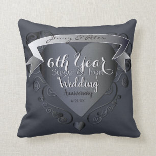 6th Year Wedding Anniversary Sugar and Iron Throw Pillow